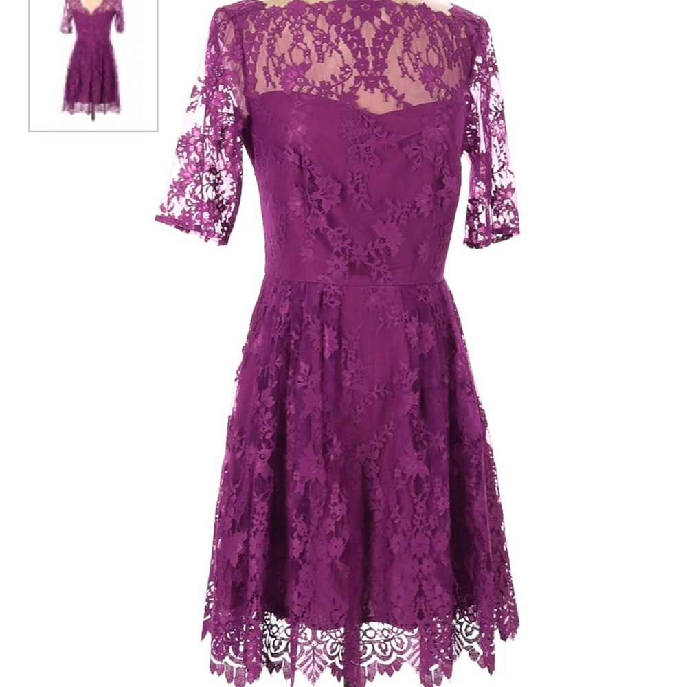 Cynthia Steffens Purple Lace Dress